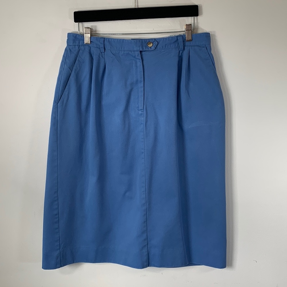 Talbots Vintage Women’s Plus Size 16 Cotton Blend Side Stretch Blue Pencil Skirt